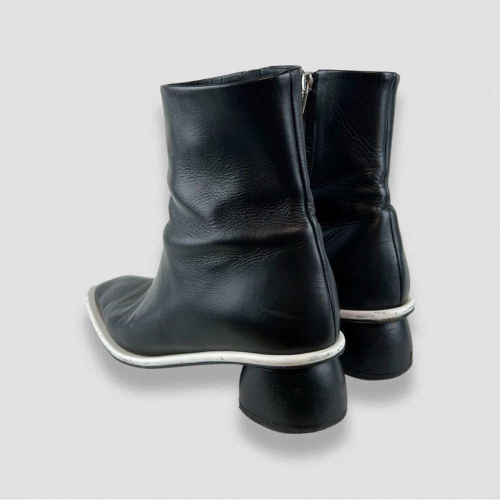 Black Leather Ankle Booties with Contrasting Trim - Picture 3 of 5